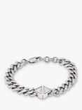 Emporio Armani Men's Logo Curb Chain Bracelet, Silver