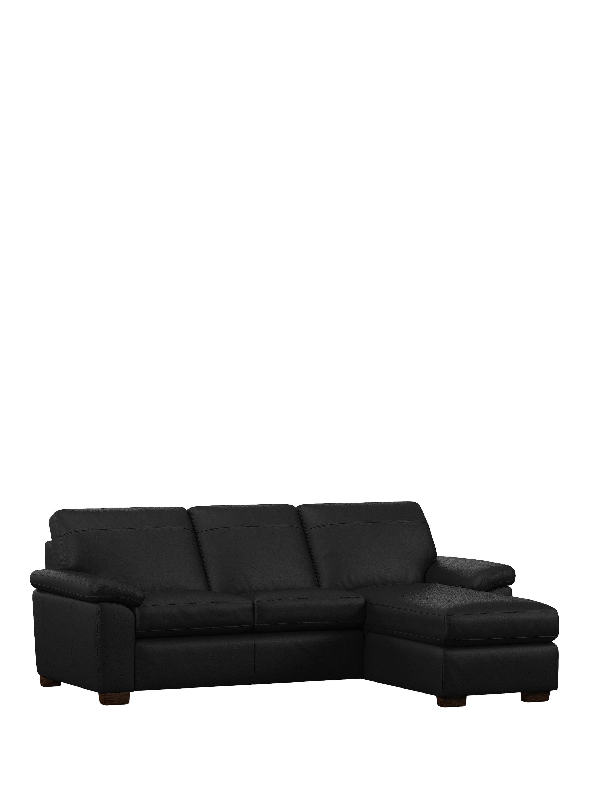 Camden Range, John Lewis Camden RHF Chaise End Leather Sofa Bed, Dark Leg, Matt Black