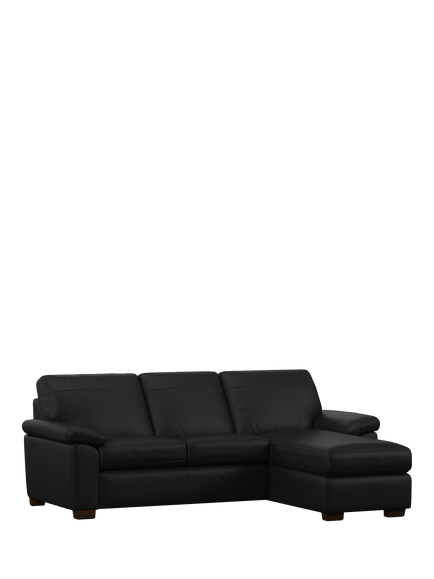 John Lewis Camden RHF Chaise End Leather Sofa Bed, Dark Leg, Matt Black