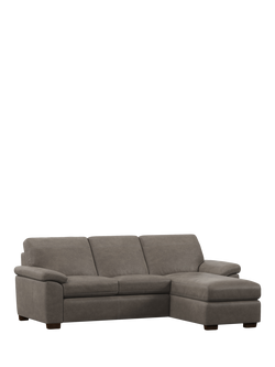 John Lewis Camden RHF Chaise End Leather Sofa Bed, Dark Leg, Demetra Grey