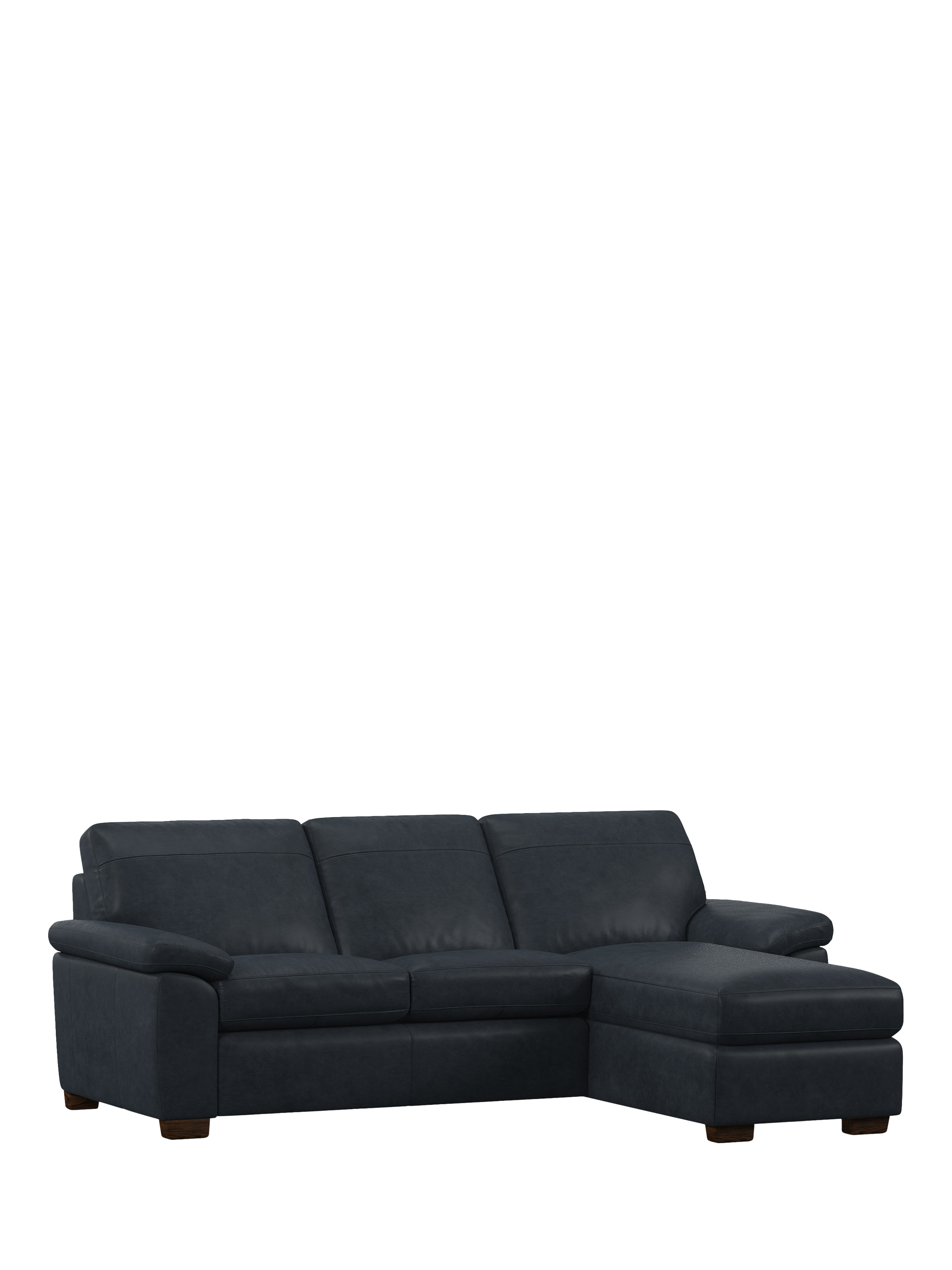 Camden Range, John Lewis Camden RHF Chaise End Leather Sofa Bed, Dark Leg, Vintage Jeans