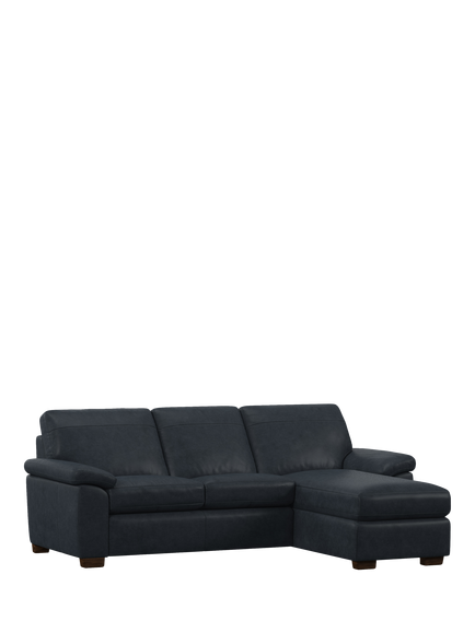 John Lewis Camden RHF Chaise End Leather Sofa Bed, Dark Leg, Vintage Jeans