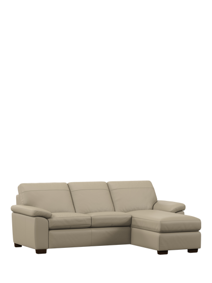 John Lewis Camden RHF Chaise End Leather Sofa Bed, Dark Leg, Matt Pearl