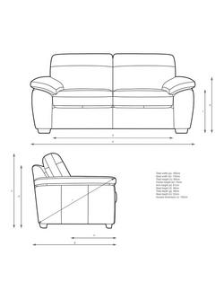 John Lewis Camden Medium 2 Seater Leather Sofa, Dark Leg - view 2, Matt Black