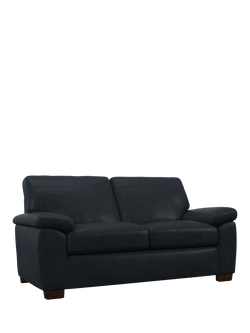 John Lewis Camden Medium 2 Seater Leather Sofa, Dark Leg, Vintage Jeans