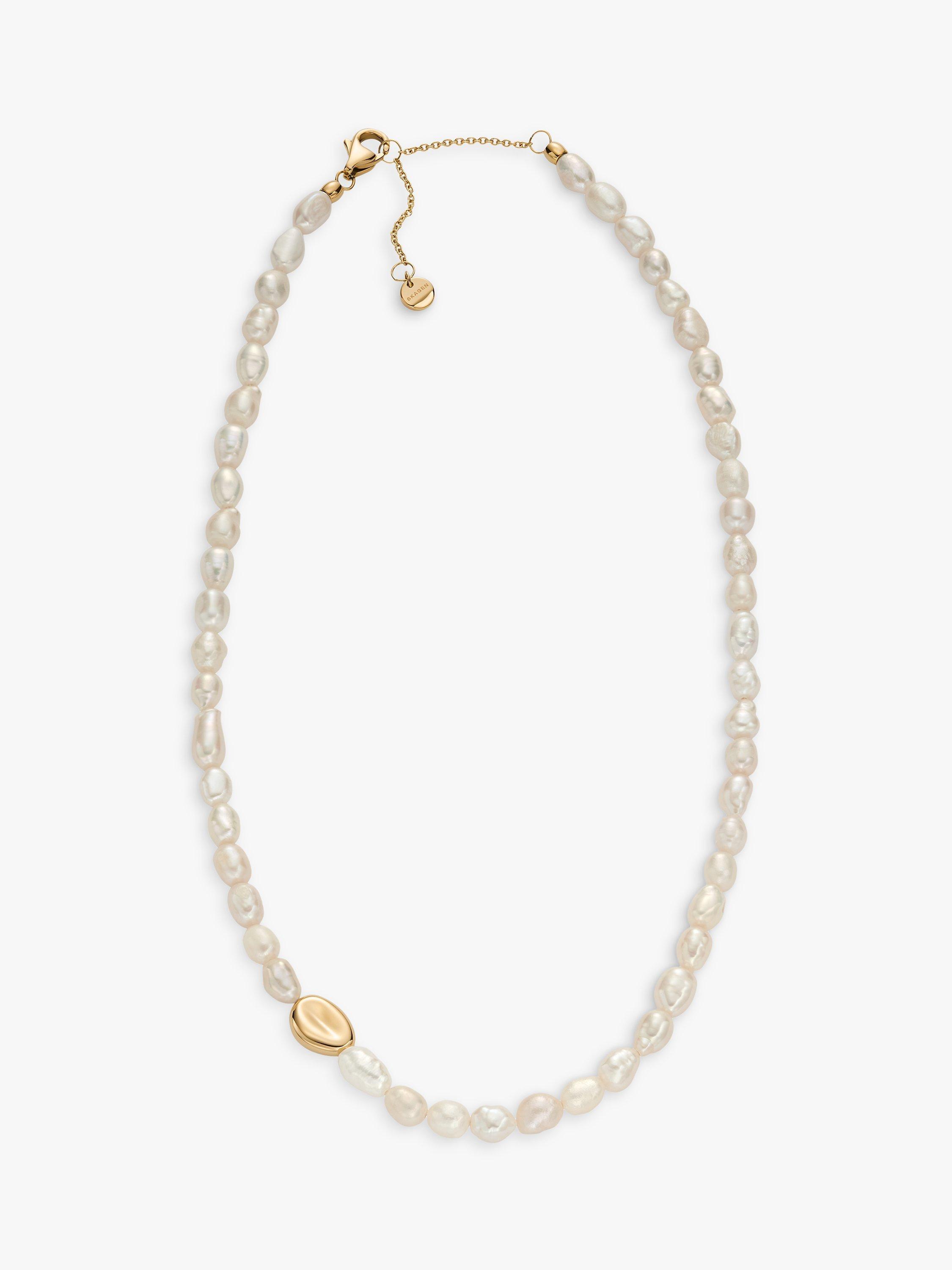 Product image 2 of 7, which shows Skagen Gold-Toned Pebble & Pearl Necklace