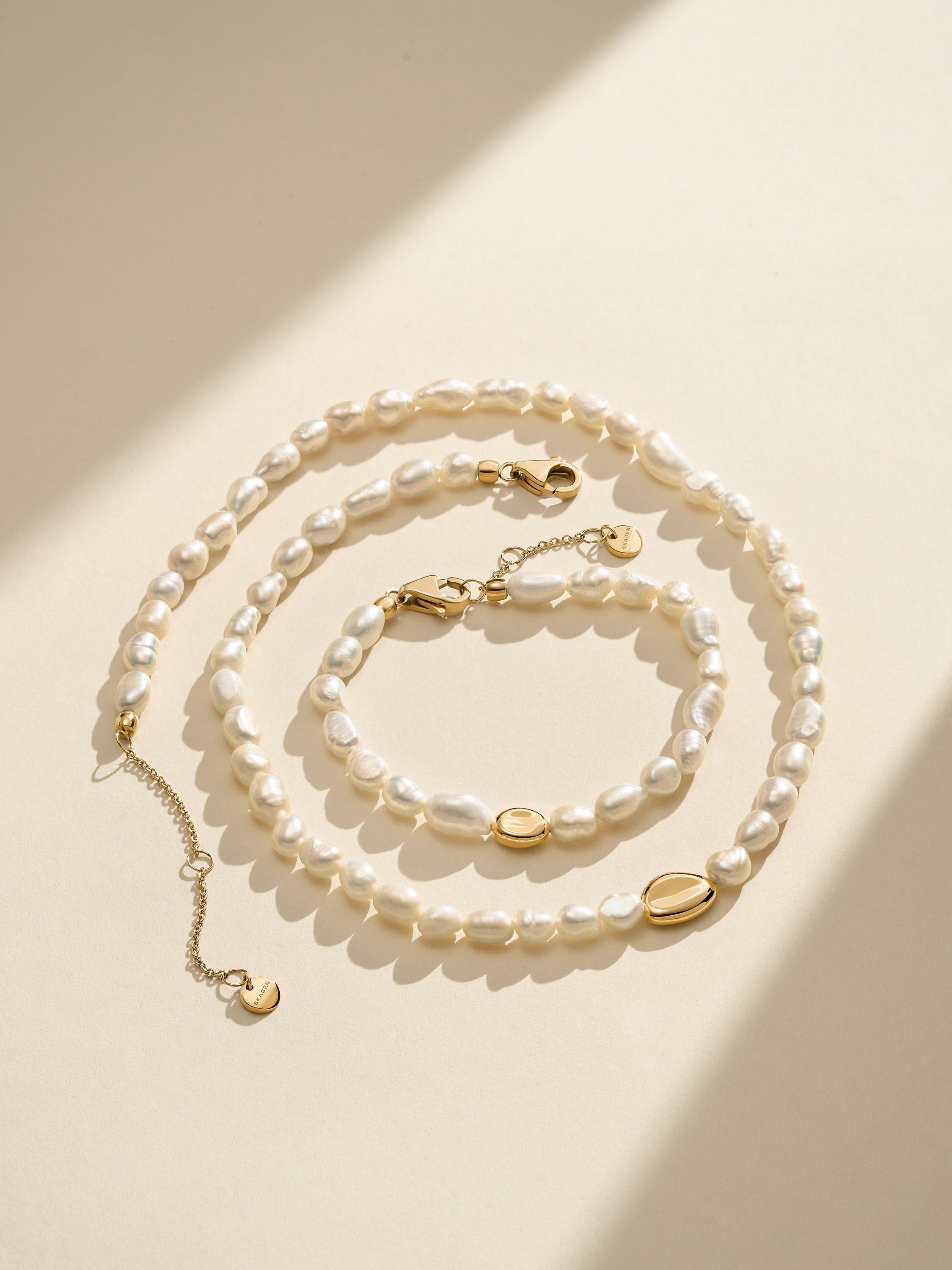 Product image 5 of 7, which shows Skagen Gold-Toned Pebble & Pearl Necklace
