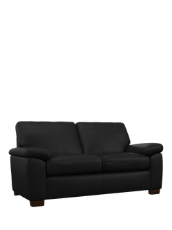John Lewis Camden Medium 2 Seater Leather Sofa Bed, Dark Leg, Matt Black