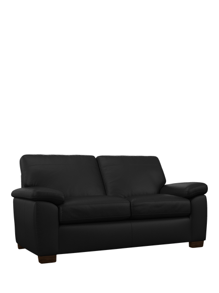 John Lewis Camden Medium 2 Seater Leather Sofa Bed, Dark Leg, Matt Black