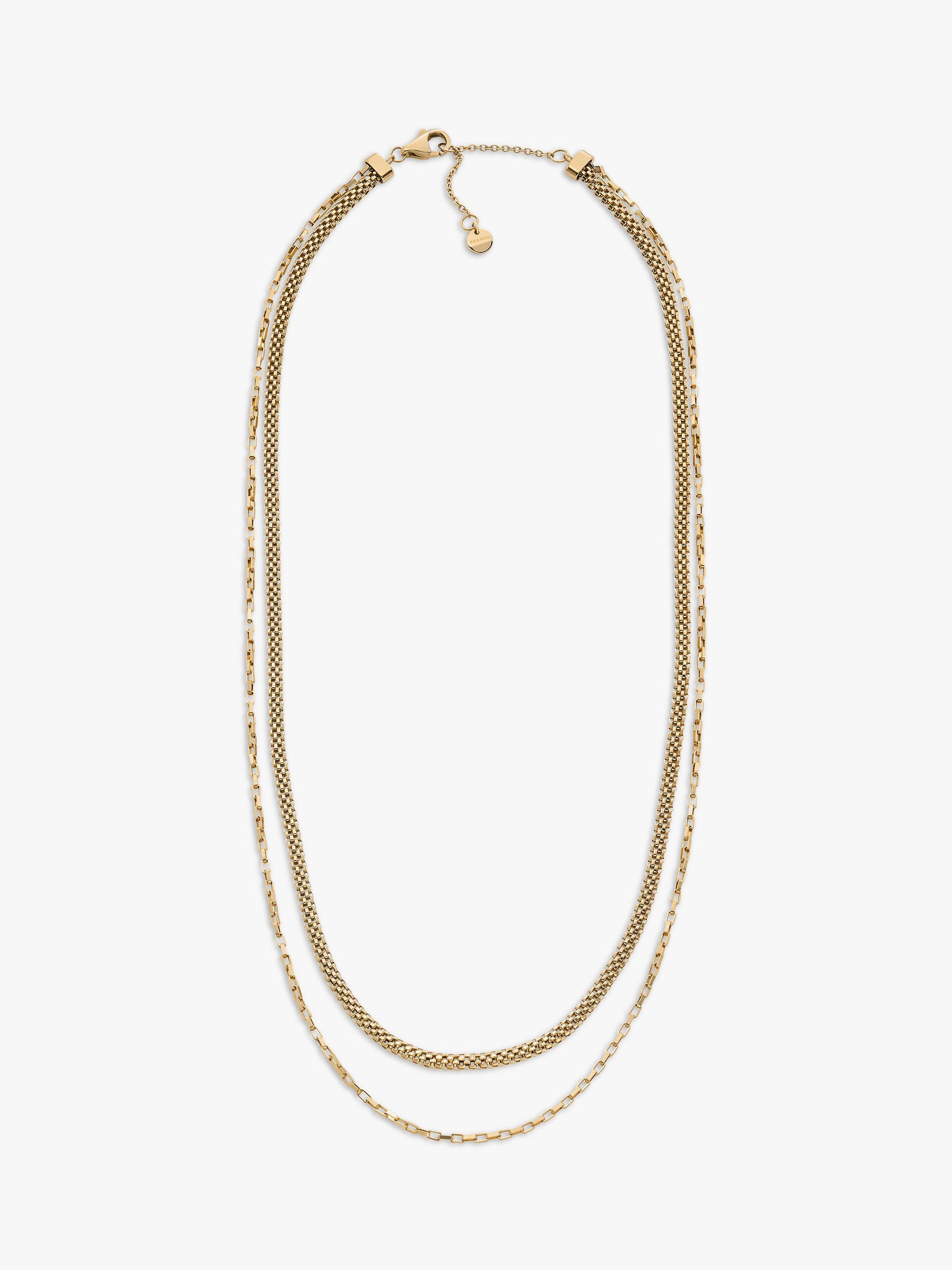 Product image 3 of 3, which shows Skagen Multi Strand Chain Necklace, Gold