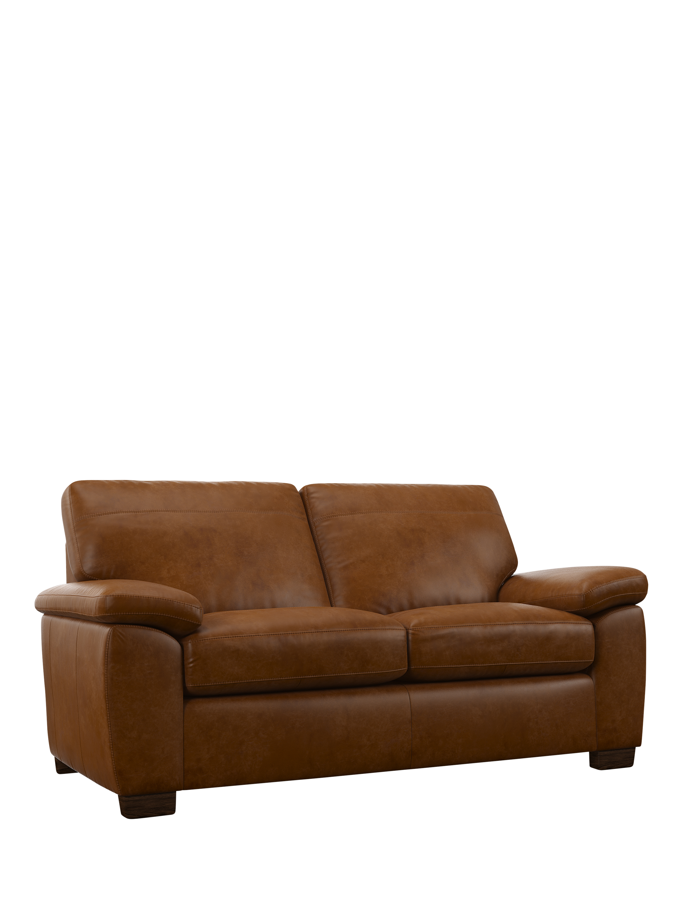 Camden Range, John Lewis Camden Medium 2 Seater Leather Sofa Bed, Dark Leg, Premium Caramel