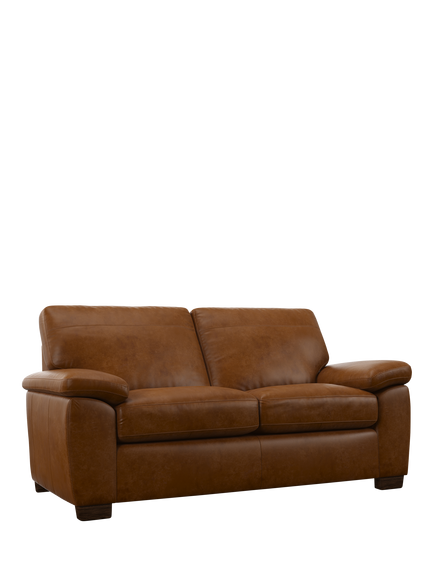 John Lewis Camden Medium 2 Seater Leather Sofa Bed, Dark Leg, Premium Caramel