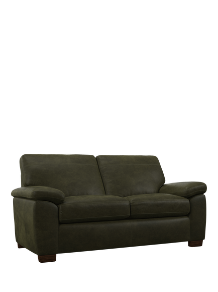 John Lewis Camden Medium 2 Seater Leather Sofa Bed, Dark Leg, Demetra Green