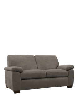 John Lewis Camden Medium 2 Seater Leather Sofa Bed, Dark Leg, Demetra Grey