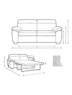 John Lewis Camden Medium 2 Seater Leather Sofa Bed, Dark Leg - view 2, Demetra Grey
