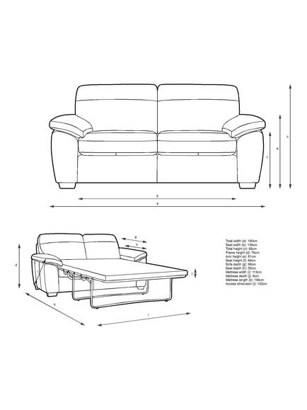 John Lewis Camden Medium 2 Seater Leather Sofa Bed, Dark Leg - view 2, Demetra Grey