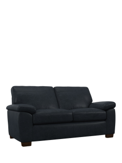 John Lewis Camden Medium 2 Seater Leather Sofa Bed, Dark Leg, Vintage Jeans