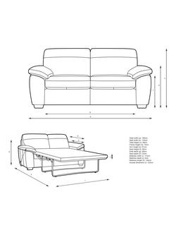 John Lewis Camden Medium 2 Seater Leather Sofa Bed, Dark Leg - view 2, Matt Pearl