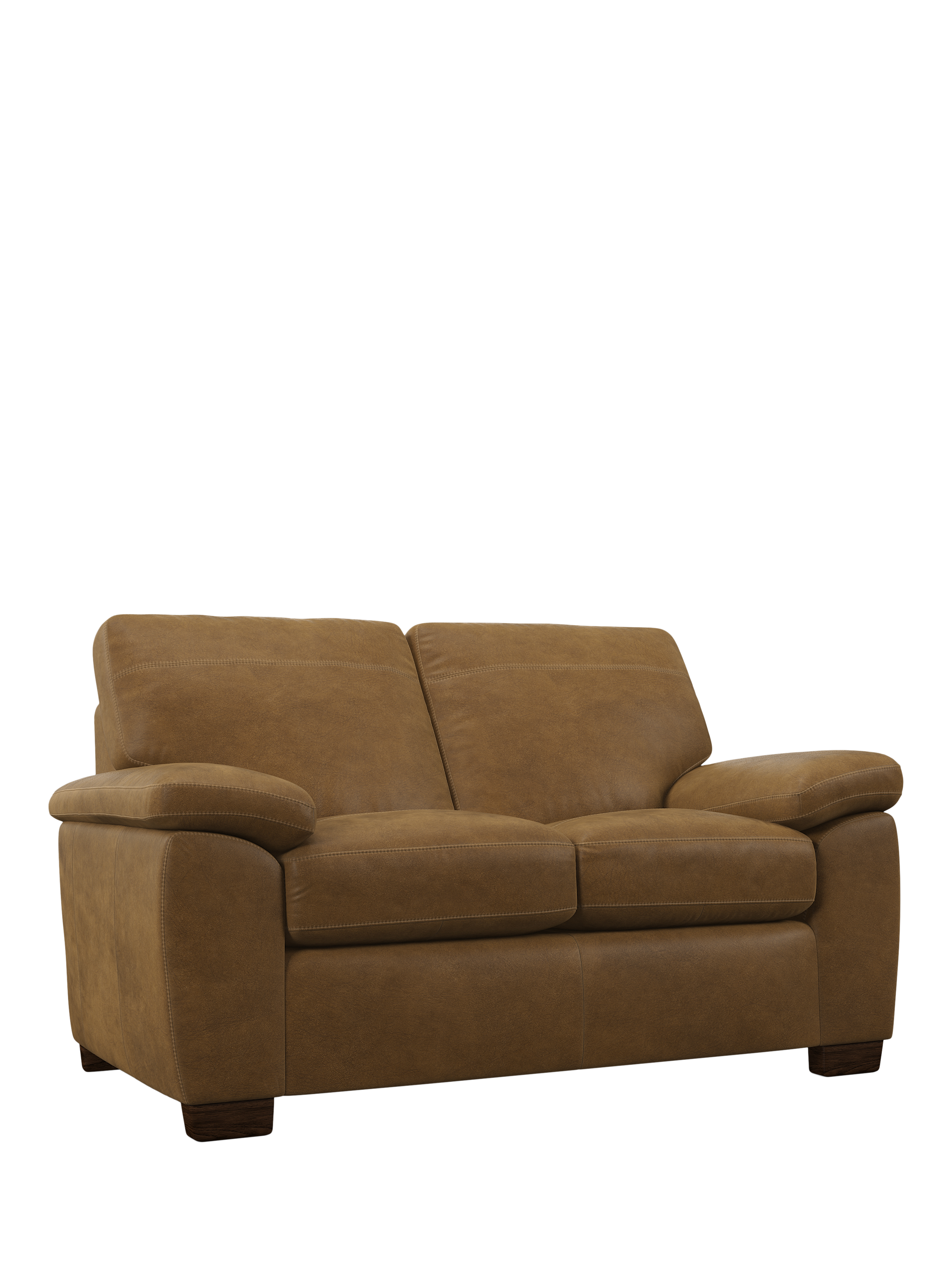 Camden Range, John Lewis Camden Small 2 Seater Leather Sofa, Dark Leg, Demetra Light Tan