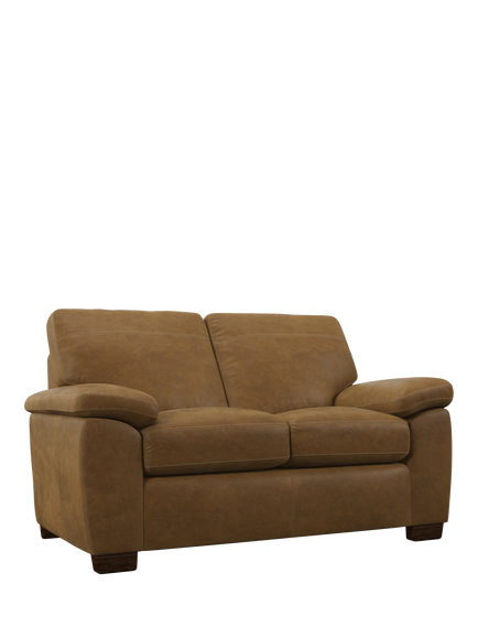 John Lewis Camden Small 2 Seater Leather Sofa, Dark Leg, Demetra Light Tan