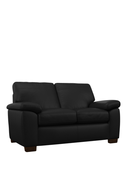 John Lewis Camden Small 2 Seater Leather Sofa, Dark Leg, Matt Black