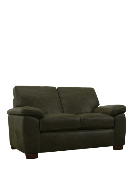 John Lewis Camden Small 2 Seater Leather Sofa, Dark Leg, Demetra Green