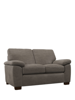 John Lewis Camden Small 2 Seater Leather Sofa, Dark Leg, Demetra Grey