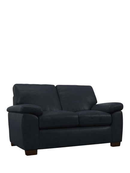 John Lewis Camden Small 2 Seater Leather Sofa, Dark Leg, Vintage Jeans