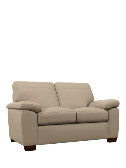 John Lewis Camden Small 2 Seater Leather Sofa, Dark Leg, Matt Pearl