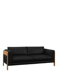 John Lewis Nest Grand 4 Seater Leather Sofa, Light Leg, Matt Black