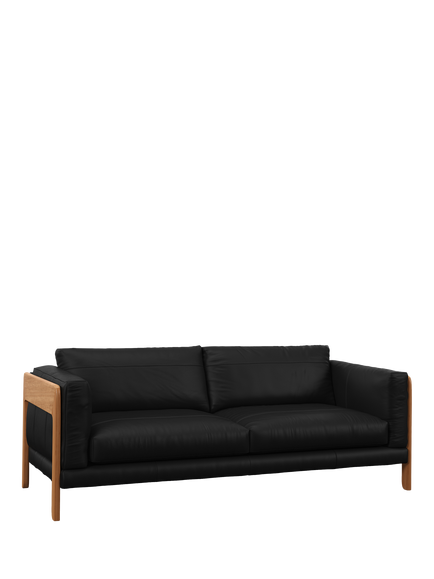 John Lewis Nest Grand 4 Seater Leather Sofa, Light Leg, Matt Black