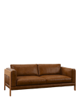 John Lewis Nest Grand 4 Seater Leather Sofa, Light Leg, Premium Caramel
