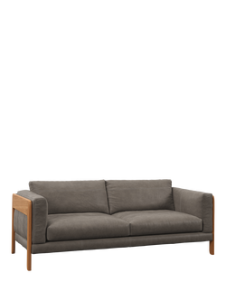 John Lewis Nest Grand 4 Seater Leather Sofa, Light Leg, Demetra Grey