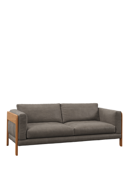 John Lewis Nest Grand 4 Seater Leather Sofa, Light Leg, Demetra Grey