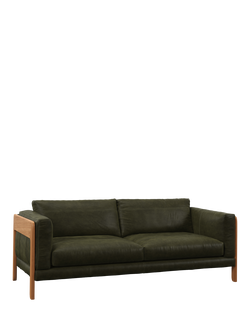 John Lewis Nest Grand 4 Seater Leather Sofa, Light Leg, Demetra Green