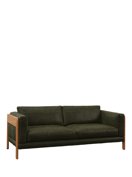John Lewis Nest Grand 4 Seater Leather Sofa, Light Leg, Demetra Green