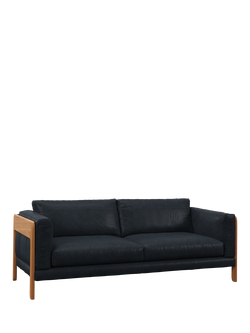 John Lewis Nest Grand 4 Seater Leather Sofa, Light Leg, Vintage Jeans