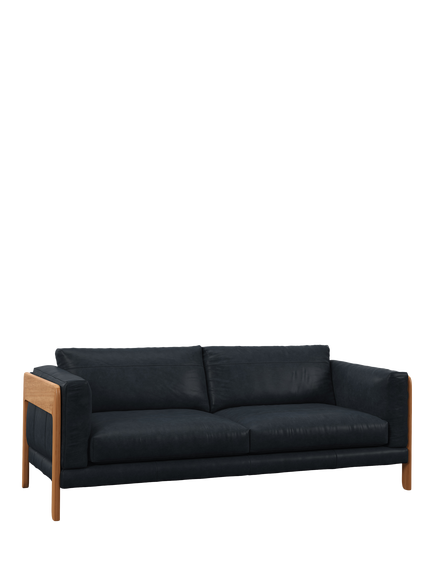 John Lewis Nest Grand 4 Seater Leather Sofa, Light Leg, Vintage Jeans