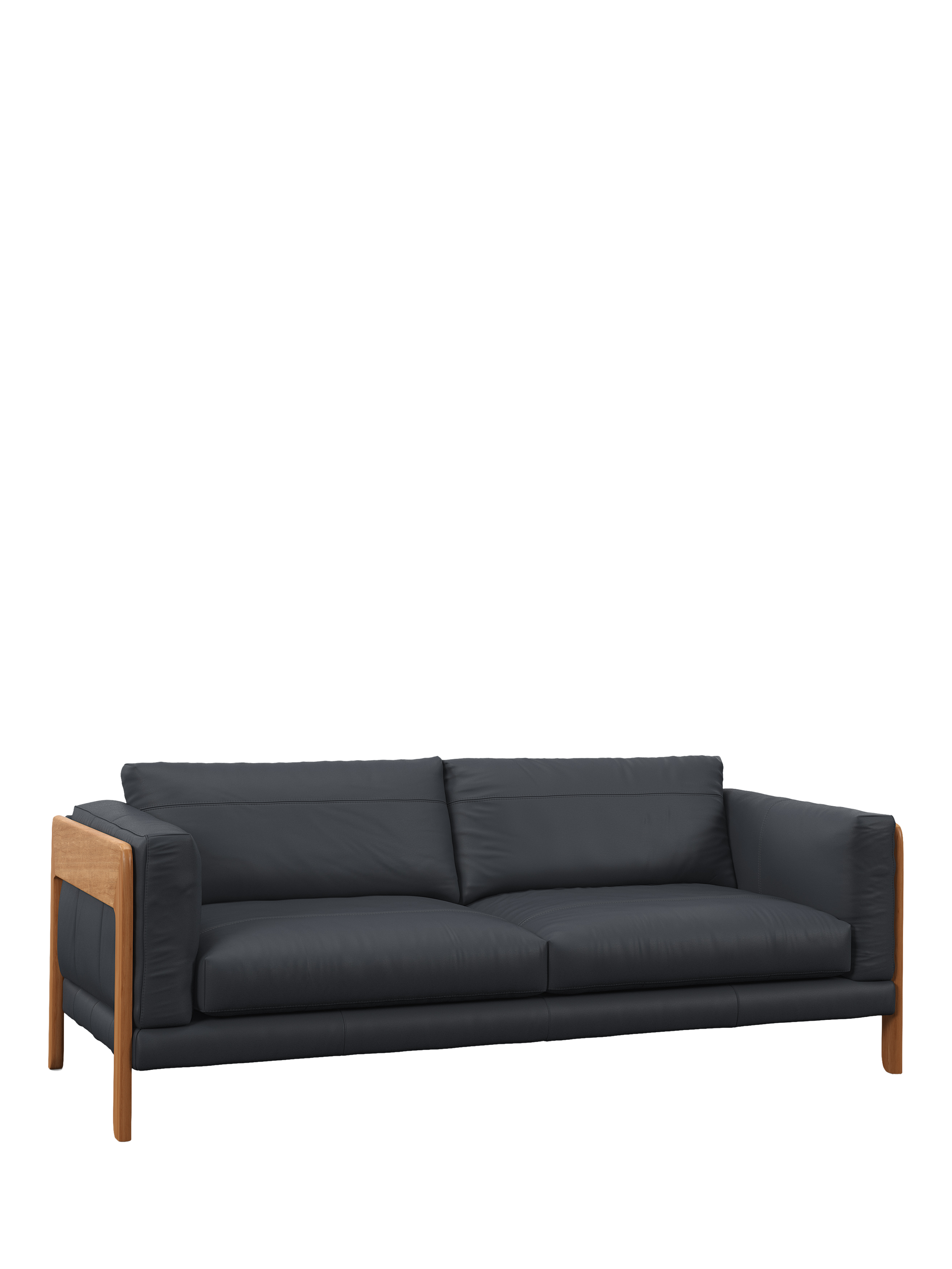 Nest Range, John Lewis Nest Grand 4 Seater Leather Sofa, Light Leg, Matt Navy