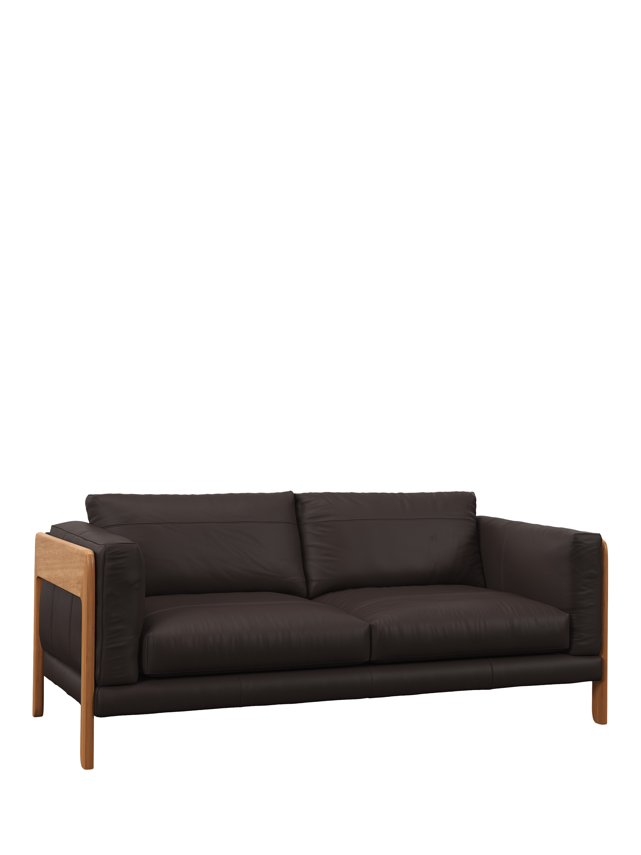 Nest Range, John Lewis Nest Large 3 Seater Leather Sofa, Light Leg, Matt Chocolate