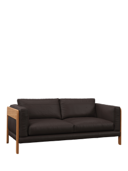 John Lewis Nest Large 3 Seater Leather Sofa, Light Leg, Matt Chocolate