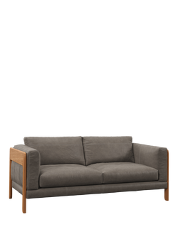 John Lewis Nest Large 3 Seater Leather Sofa, Light Leg, Demetra Grey