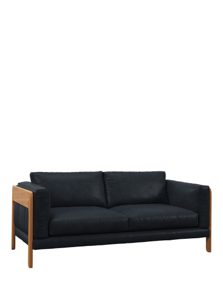 John Lewis Nest Large 3 Seater Leather Sofa, Light Leg, Vintage Jeans