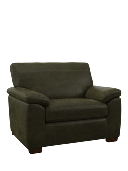 John Lewis Camden Leather Snuggler, Dark Leg, Demetra Green