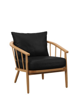 John Lewis Frome Leather Armchair, Light Leg, Matt Black