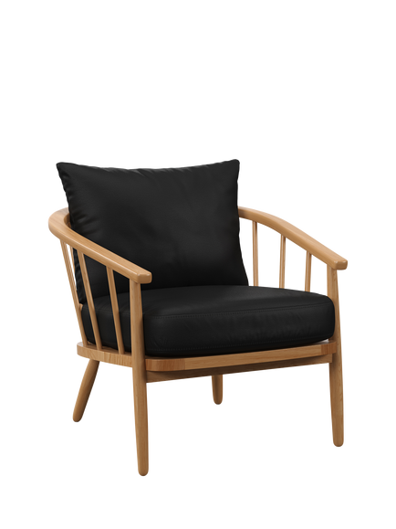 John Lewis Frome Leather Armchair, Light Leg, Matt Black