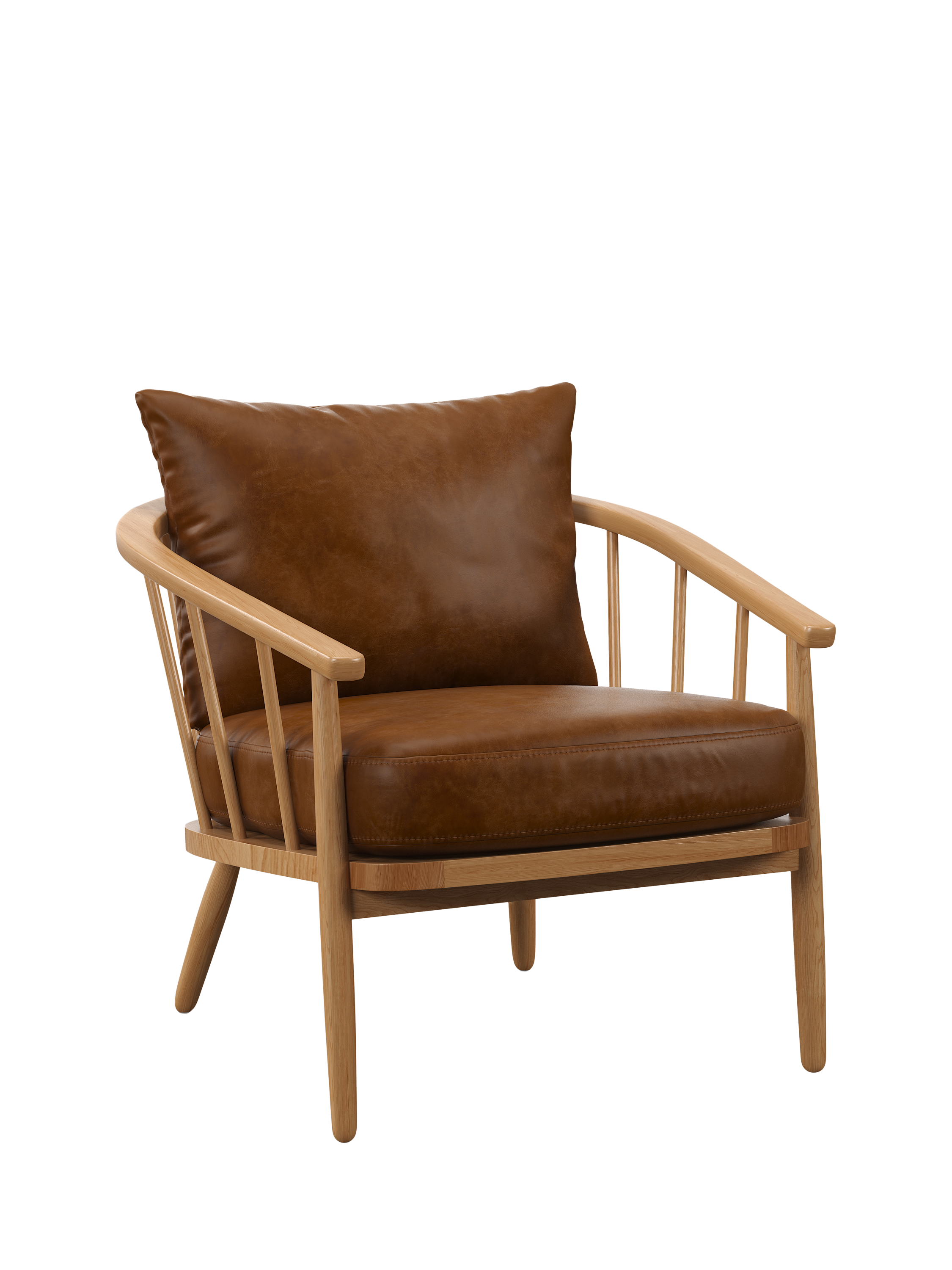 Frome Range, John Lewis Frome Leather Armchair, Light Leg, Premium Caramel