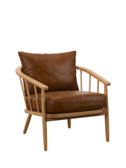 John Lewis Frome Leather Armchair, Light Leg, Premium Caramel