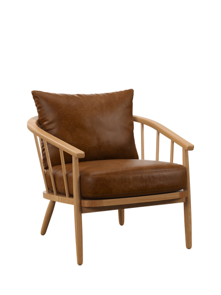 John Lewis Frome Leather Armchair, Light Leg, Premium Caramel
