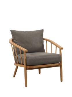 John Lewis Frome Leather Armchair, Light Leg, Demetra Grey